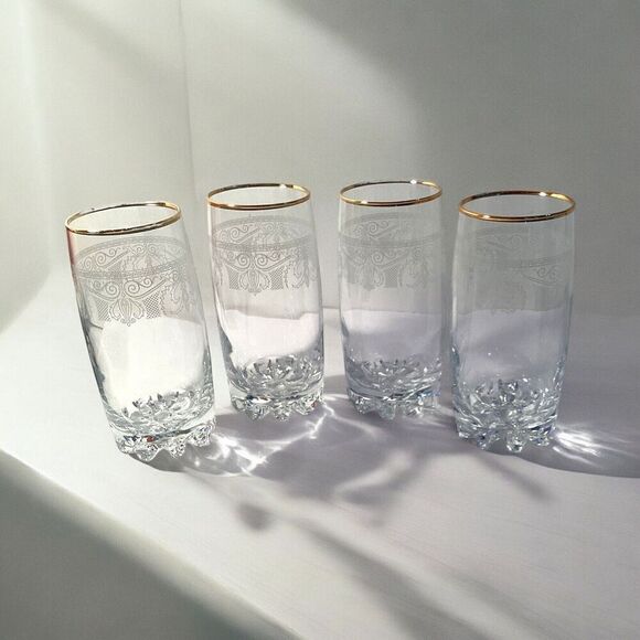 Cellini Home Essential 24k Gold Finish Highball Tumblers Set Of 4 Glasses - Picture 6 of 6